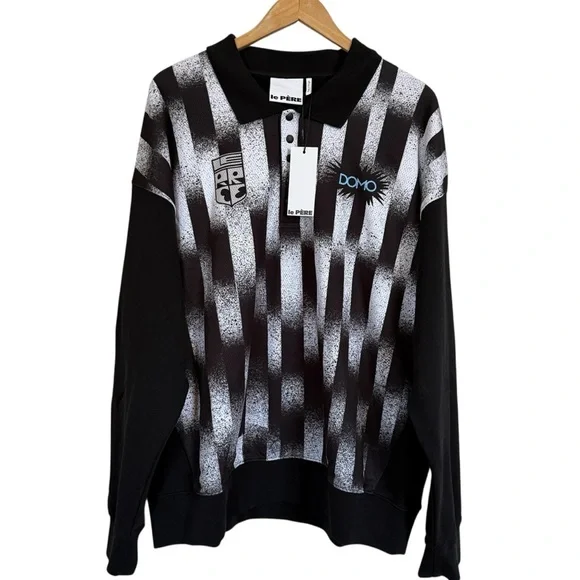 NWT Le Pere Warmup Jumper Domo Paper Stripe Sweatshirt Men’s Size XL